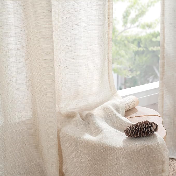 BGment Oatmeal Linen Curtains 84 Inch Length - Image 7