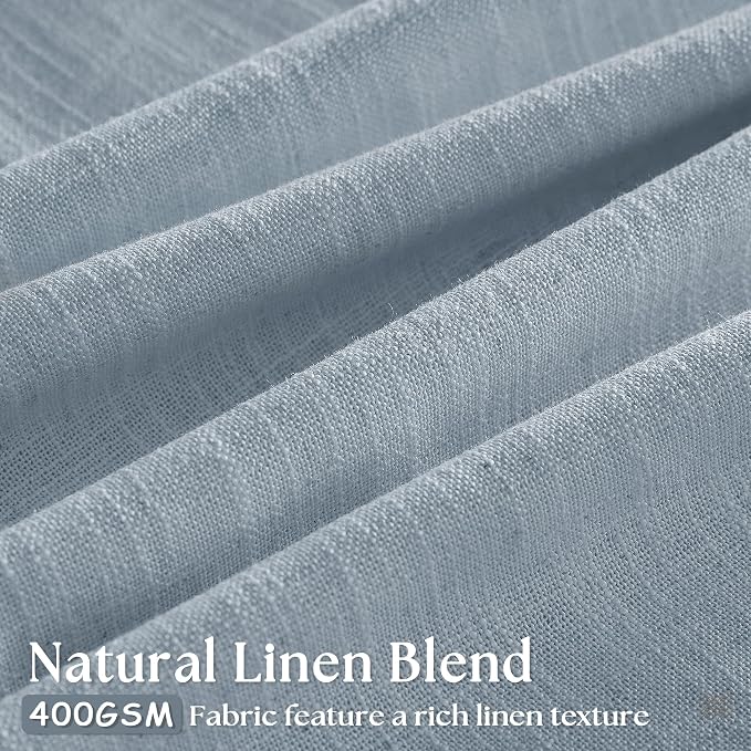 Dusty Blue Pleated Linen Curtains 96 Inches Long - Image 3