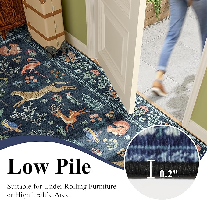 DUKINO 2x8 Washable Runner Rug, Non Slip Animal Kitchen Rugs, Low Pile - Image 7