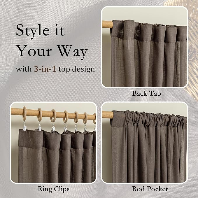MYSKY HOME Patio Curtains for Sliding Door 90 inch Length 2 Panels Set - Image 4