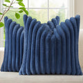decorUhome Fall Faux Fur Throw Pillow Covers 26x26 Set of 2 Navy Blue | by decorUhome