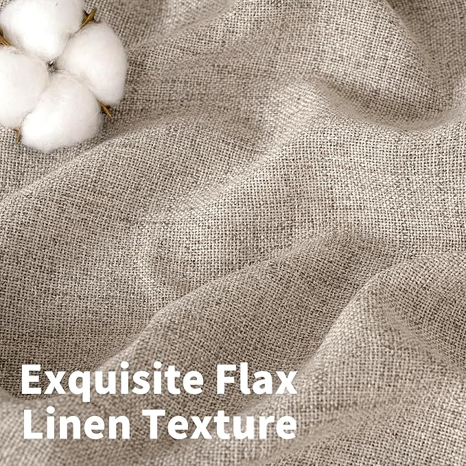 YoungsTex Oatmeal Burlap Linen Curtains 80 Inch Length 2 Panels Set | Light - Image 4