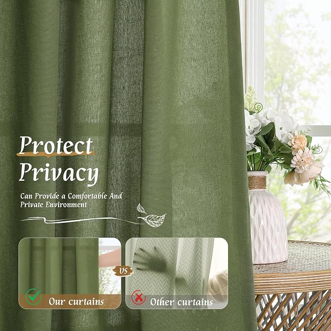 Light Filtering Linen Curtains 63 inches Long - Image 5