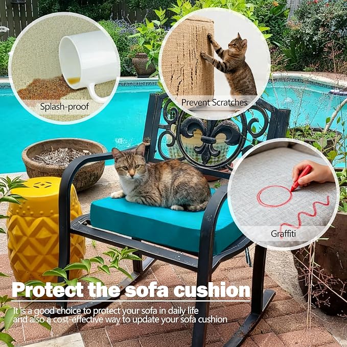 Sqodok Patio Cushion Cover 24x24 inch, Outdoor Seat Cushion Slip Cover - Image 6