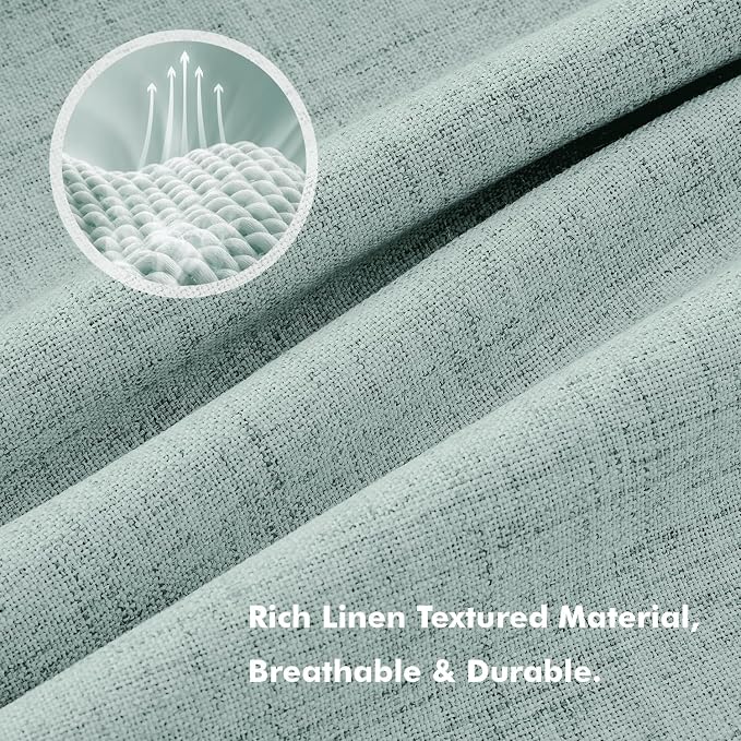 MIULEE 100% Blackout Linen Curtains 42 x 72 Inch Seafoam Green 2 Panels | - Image 3