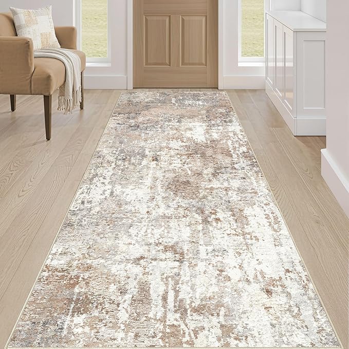 LOONGRUG Runner Rug 3x8 Washable Non-Slip Kitchen Neutral Modern Rug | Abstract - Image 4