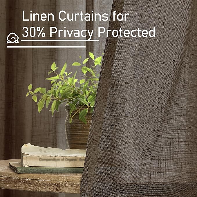 Linen Curtains 63 Inch Length 2 Panels - Image 5