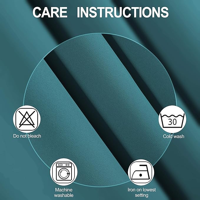 Blackout Curtains 66 x 95 inch/Sea Teal Curtains Set of 2 Panels/Thermal - Image 4