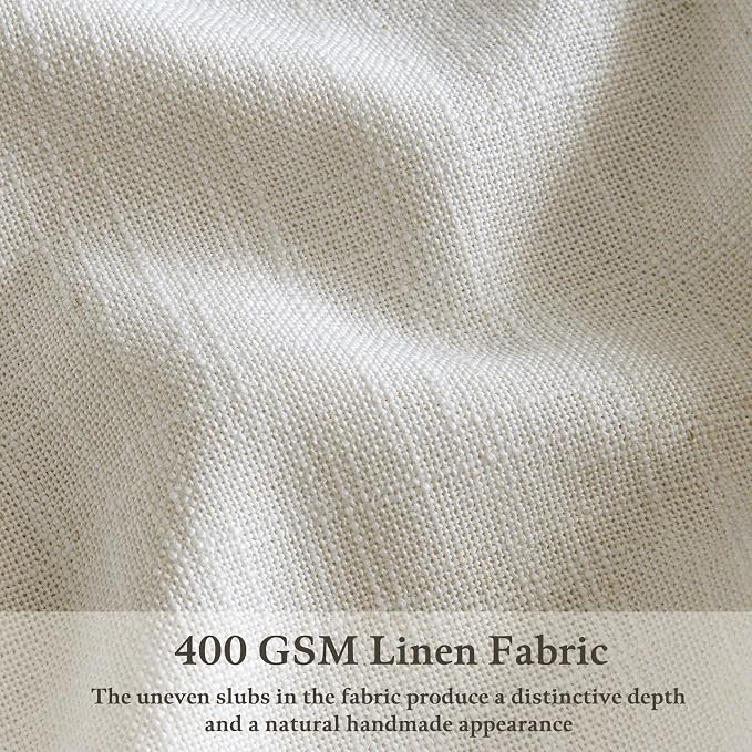 96 Inch Pleated Light Filtering Natural Linen Boho Curtains 50 Inch Wide | - Image 3