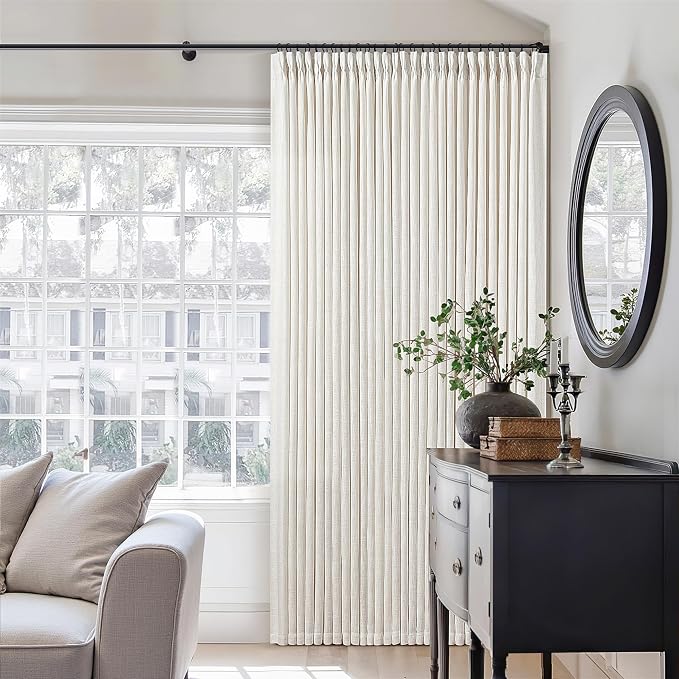 Natural Pinch Pleated Linen Curtain Panels 90 Inches Long 70 Wide | Extra Wide by Twodrapes