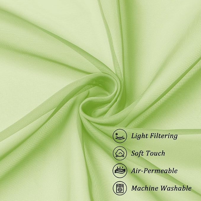 Chyhomenyc Lime Sheer Curtains 30 inch Length 2 Panels, Light Filtering Voile - Image 7