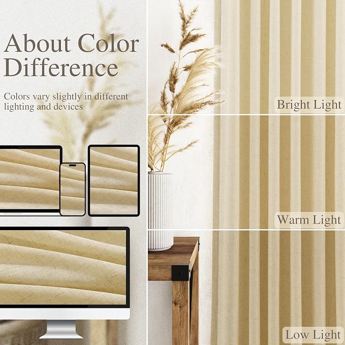 Cream Yellow Curtains 108 Inches Long - Image 3
