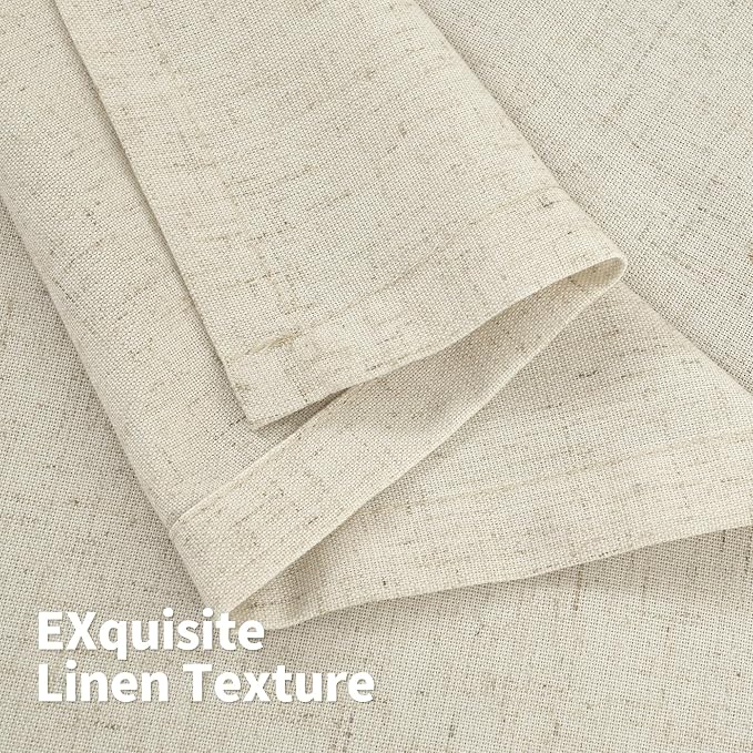 YoungsTex Beige Linen Kitchen Window Curtains, Short Light Filtering Drapes - Image 8