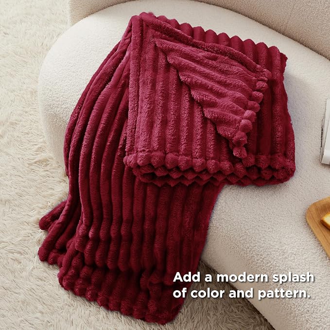 Bedsure Soft Throw Blanket for Couch Decor Gifts Deep Red 50"x70" | Birthday - Image 5