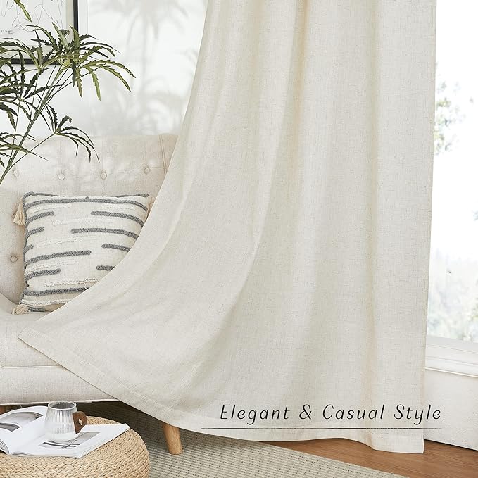 NICETOWN Natural Linen Semi Sheer Doorway Curtains, Grommet Top Thick Flax Semi - Image 6