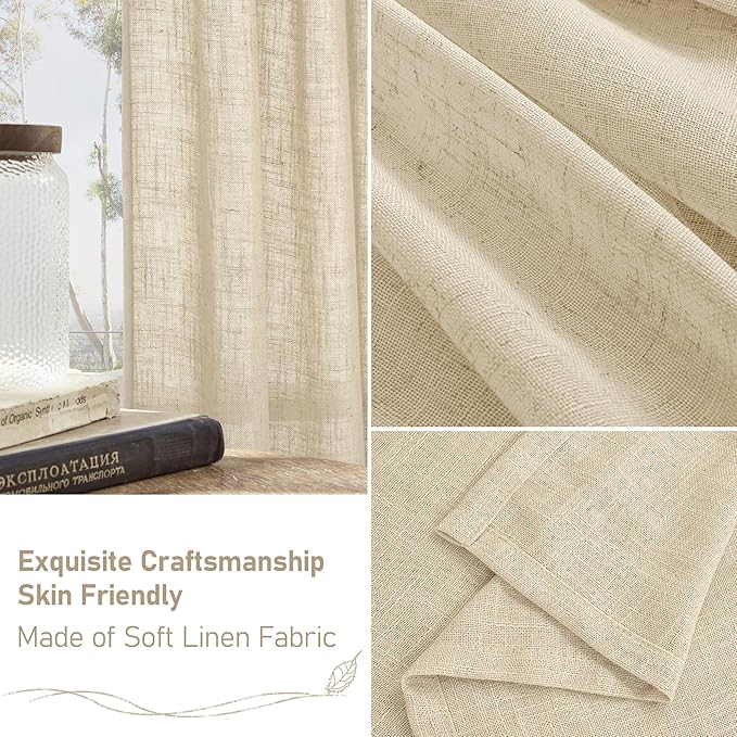 60 Inch Semi Sheer Linen Curtains - Image 6