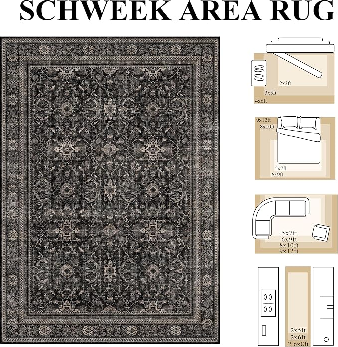 Schweek 2x6 Runner Rugs Washable Non Slip Rugs - Image 2