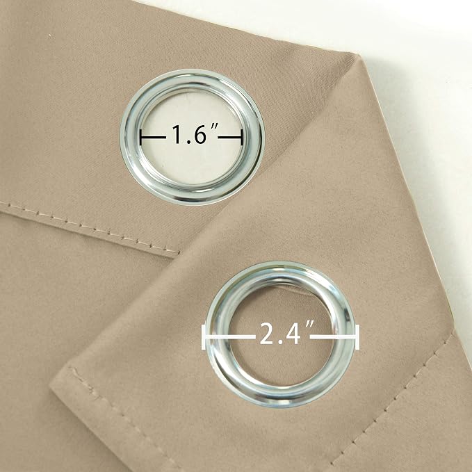 Beige Thermal Blackout Curtains/52 x 72 Inch/Set of 2 Panels Room Darkening - Image 6