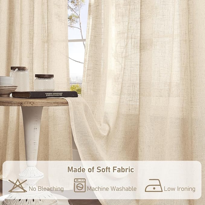 Light Filtering Linen Curtains 72 inches Long - Image 8