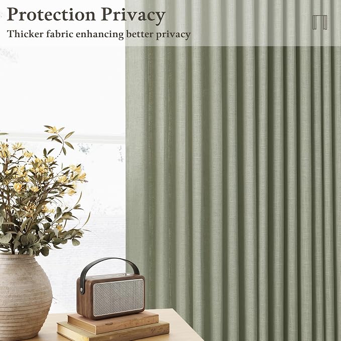Sage Green Pinch Pleat Light Filtering Linen Curtains 50Wx84L | Pleated Flax - Image 6