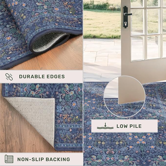 Dark Blue Boho 3x20 Extra Long Runner Rug - Image 4