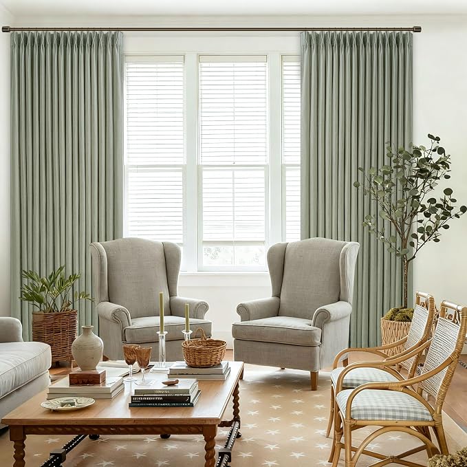 Sage Green Pinch Pleat Light Filtering Linen Curtains 50Wx84L | Pleated Flax - Image 7