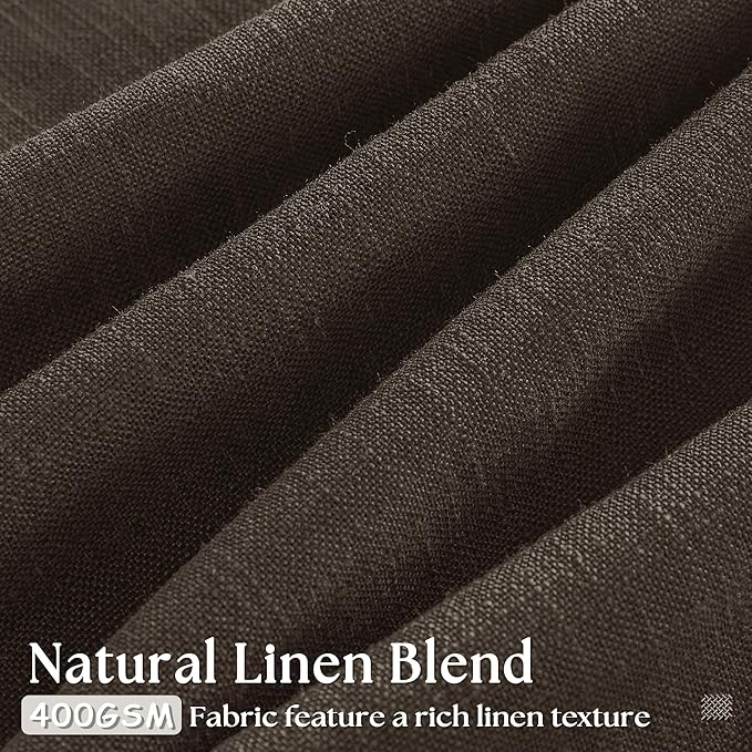 Dark Chocolate 102 Inch Pinch Pleated Semi Sheer Linen Curtains 2 Panels | - Image 3