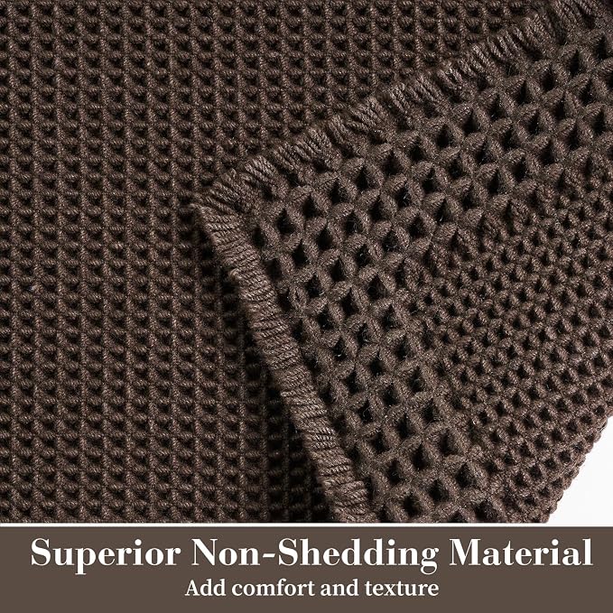 RESARE Waffle Bath Mat for Bathroom Non Slip Bathroom Rugs 18x30 Dark Brown | - Image 2