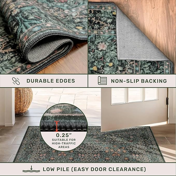 Dark Green Washable Entry Rug - Image 5
