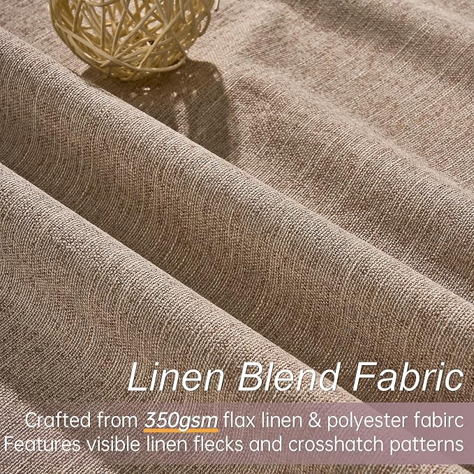 Topfinel 105 Inches Long Custom Black Out Faux Thick Linen Drapery Panels - Image 3