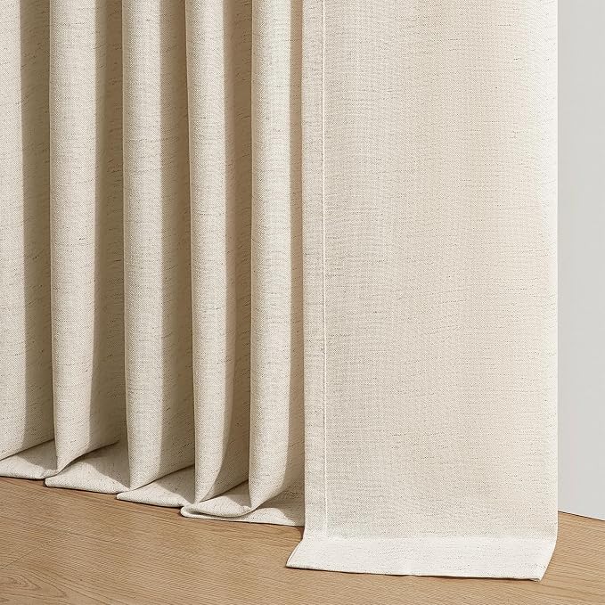 Topfinel Sand Beige Pinch Pleated Linen Curtains 84 Inch Length 2 Panels - Image 8
