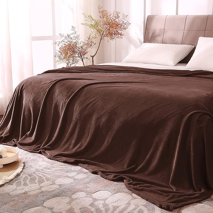 BEDELITE Fleece Blanket Soft Plush King Size Bed Blanket Brown 108"x90" | Ultra by BEDELITE