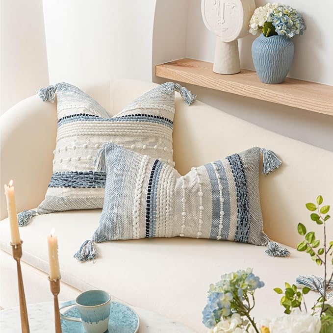 Decorative Lumbar Throw Pillow Cover 12x20 Coastal Blue Accent Cushion - Image 4