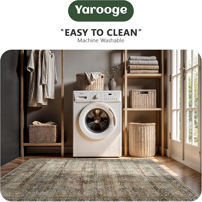 6x9 Area Rugs - Washable Vintage Retro Living Room Rug, Soft Ultra Thin Non - Image 6
