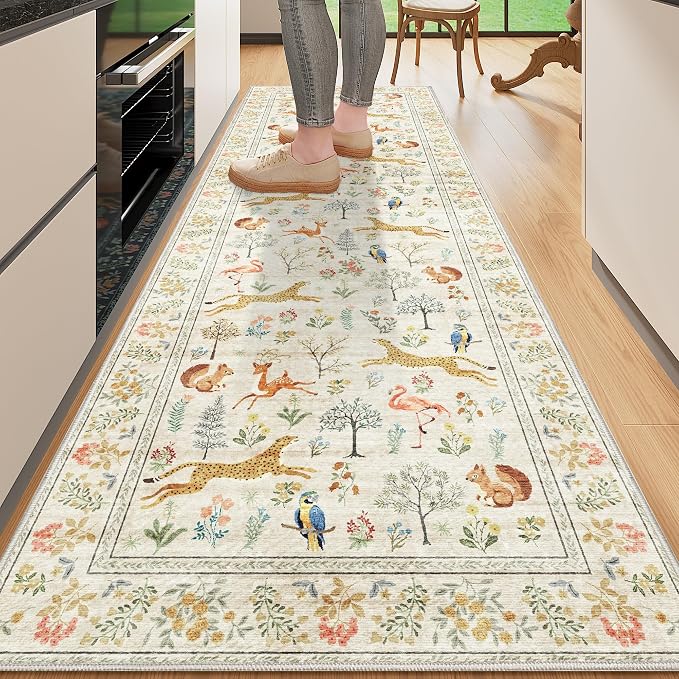 DUKINO 2.6x8 Rug for Hallway, Washable Kitchen Runner Rug Non Slip, Stain by DUKINO