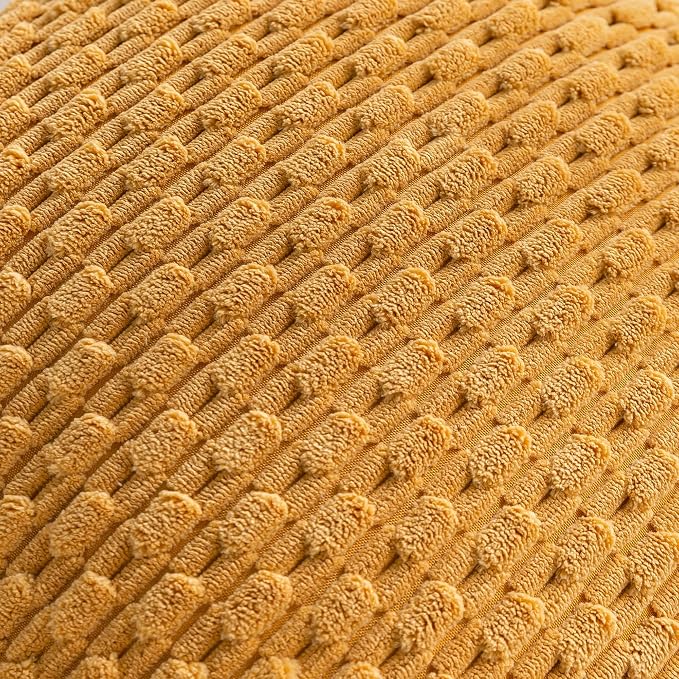 Set of 4 Mustard Yellow Decorative Throw Pillow Covers 22x22 Inch Corduroy - Image 5