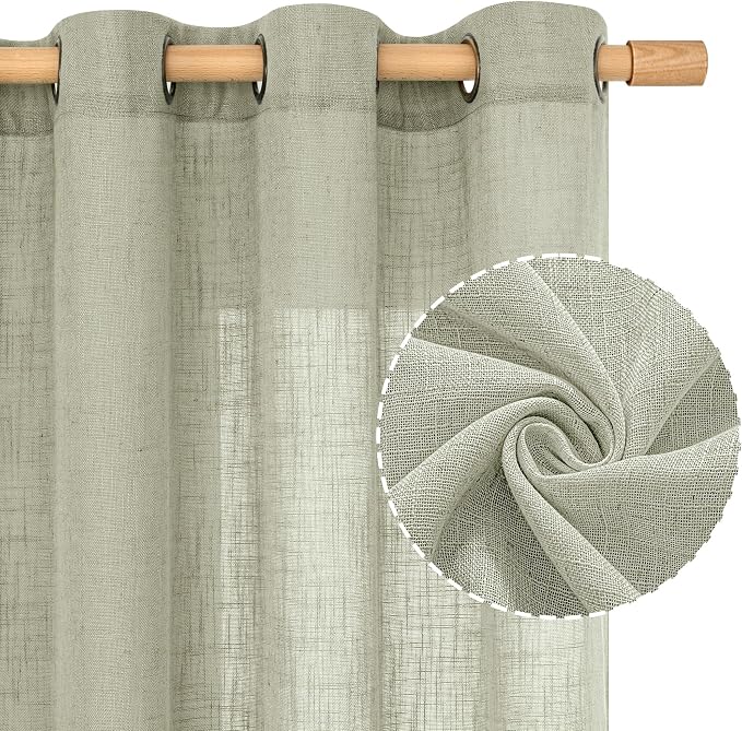 95 Inches Long Sheer Linen Curtains - Image 2