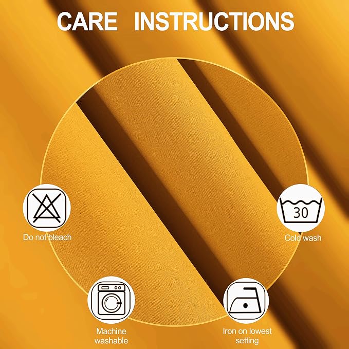 Yellow Blackout Curtains 34 x 54 Inch Length/Set of 2 Curtain Panels/Thermal - Image 3