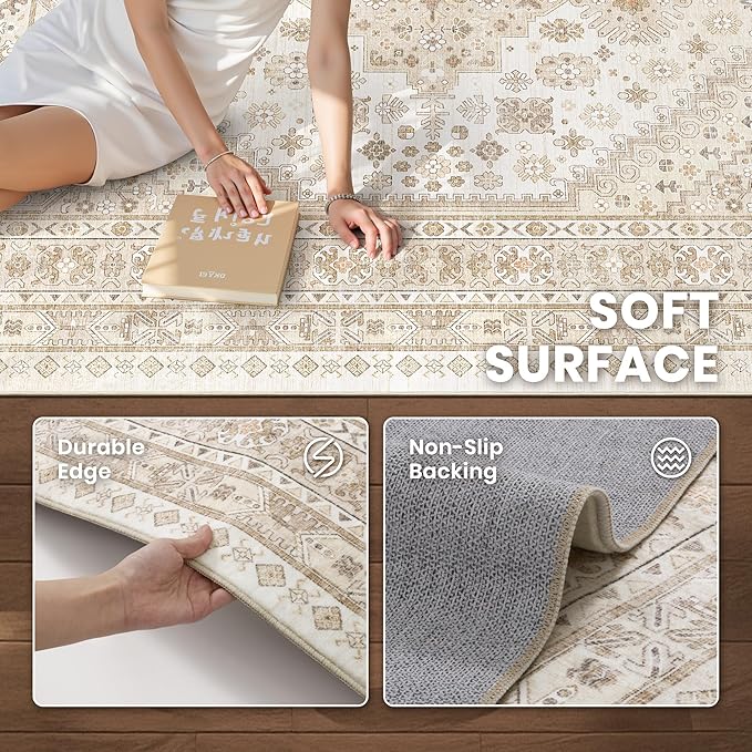 6x9 Area Rugs for Living Room, Large Washable Rug, Dining Room, Low Pile - Image 6