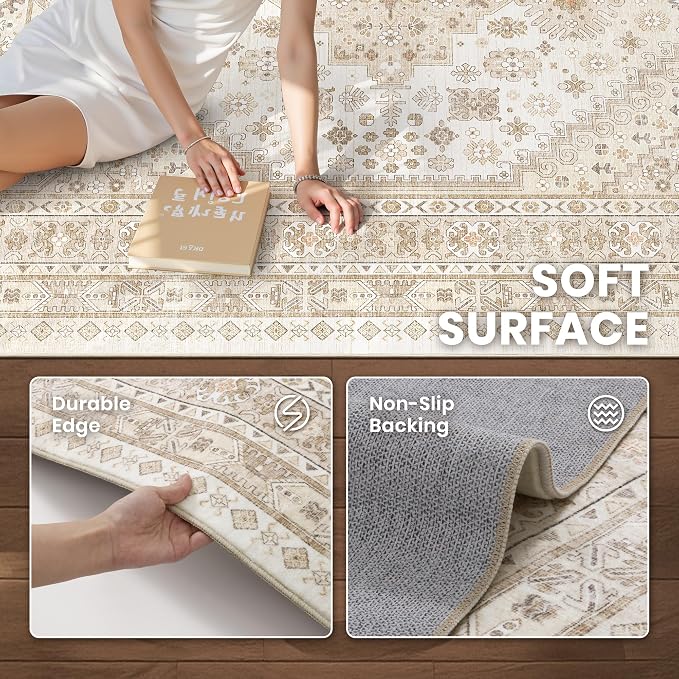 5x8 Area Rugs for Living Room, Large Washable Rug, Dining Room, Low Pile - Image 6