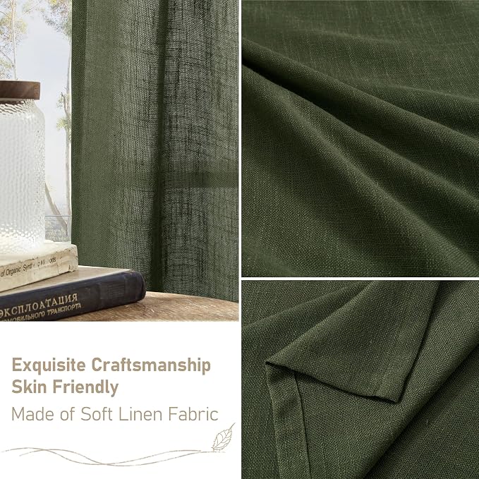 Semi Sheer Linen Curtains 48 Inch Length, Light Filtering Panels Bronze Grommet - Image 6
