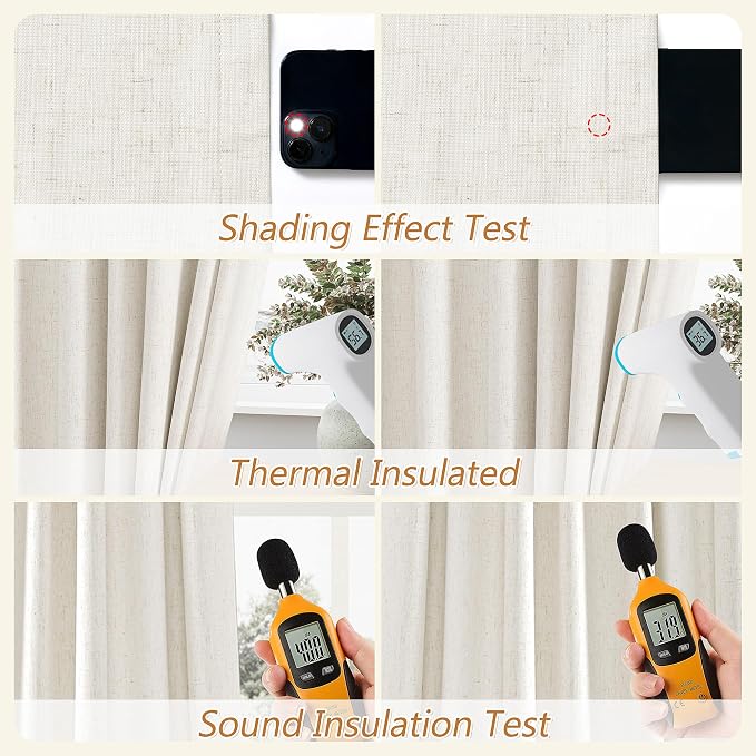 Extra Long 100% Blackout Linen Curtains - Image 4