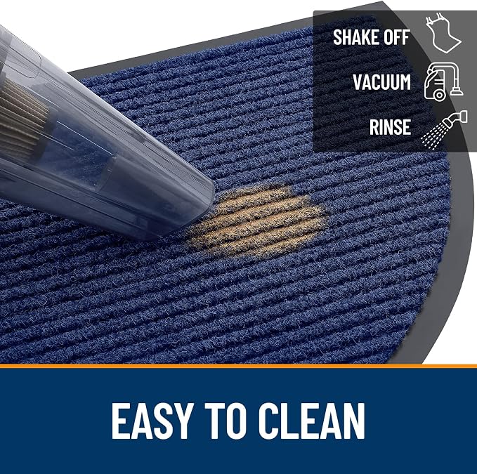 OLANLY Half Circle Front Door Mat 35x30, Waterproof Heavy-Duty Doormat | Blue - Image 6