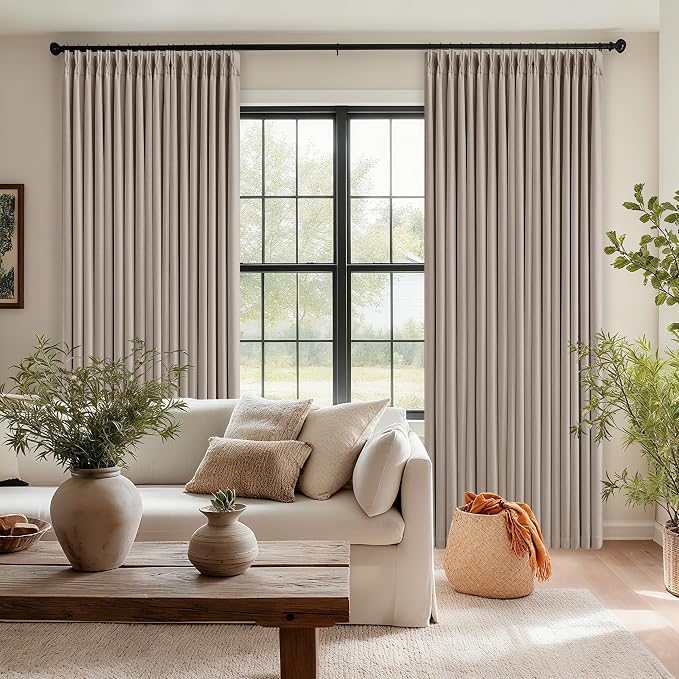 Burlywood Birch Linen Pinch Pleated 100% Blackout Curtains 90 Inch Length | - Image 8