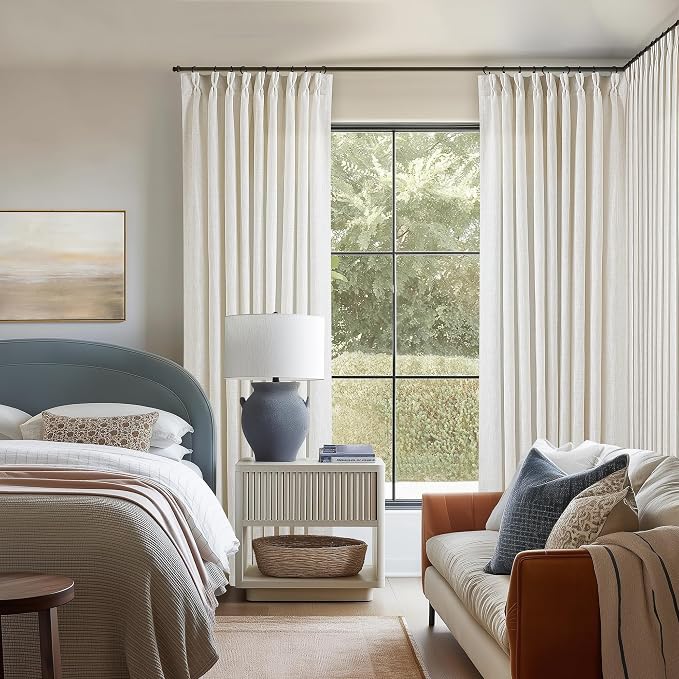 Natural Extra Wide Pinch Pleat 102 Inch Curtains 60 Inch Wide | Linen Blend - Image 7