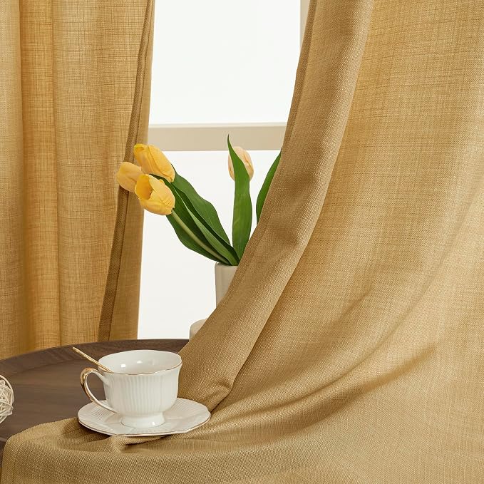 Light Filtering Faux Linen Curtains - Image 2