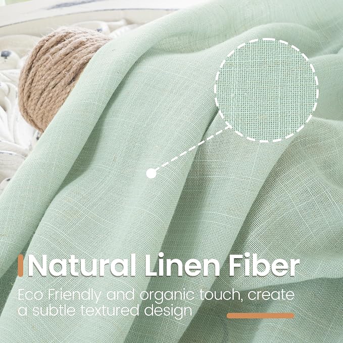 BGment Sage Green Linen Curtains 54 Inch Length - Image 3