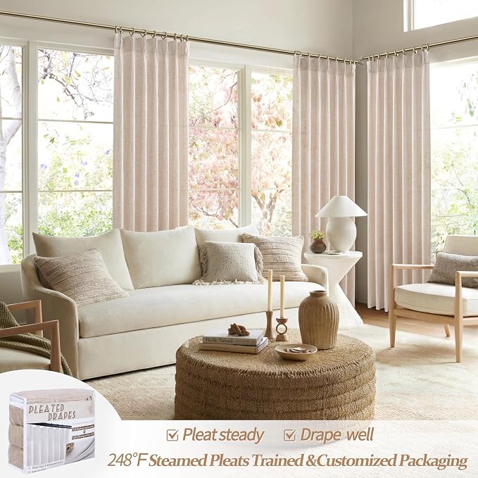 Pinch Pleat Linen Sheer Curtains 90 Inches Long - Image 5
