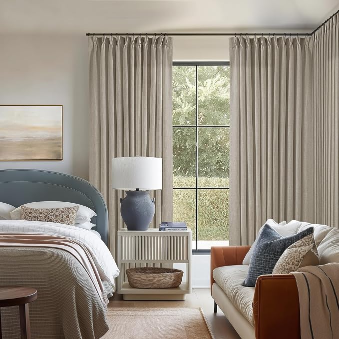 Burlywood Birch Pinch Pleat Linen Curtains 108 Inches Long 70 Inch Wide | Light - Image 6