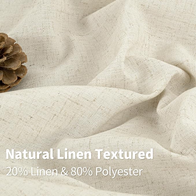 YoungsTex 72 Inch Length Beige Linen Curtains 2 Panels - Image 3